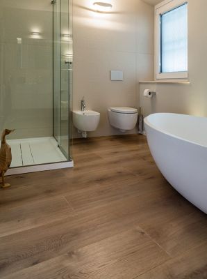 Réalisation à Udine d'un parquet Tavole del Piave