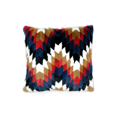 Kaleidoscope - Almohada de lujo de piel de visón con respaldo de lana cashmir