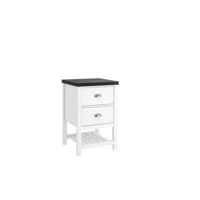 Grandhome Side Cabinet Matte White Ocean Black 55 Cm Matte Chrome Handle