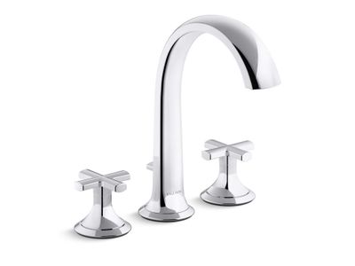Script Deck-Mount Bath Faucet with Diverter, Cross Handles