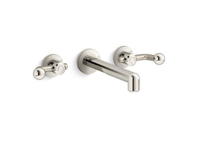 Vice Wall Mount Widespread Sink Faucet, Crank Handles