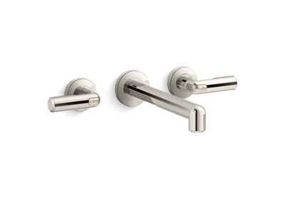 Vice Wall Mount Widespread Sink Faucet, Lever Handles