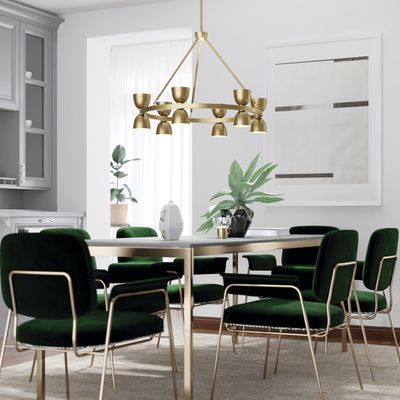Baland Chandelier 1-Tier 12-Light Metal Hourglass Shade Size:23" H x 31" DIA Model:52418BKLED