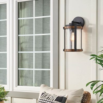 Barrington Outdoor Wall Light 1-Light Clear Seeded Glass Size:6.75" W x 10.06" H x 5.5" L Model:39494A