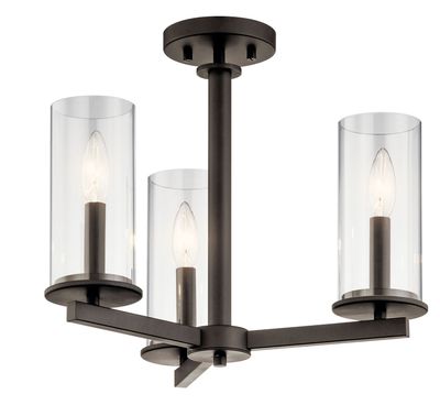 Crosby Chandelier Convertible 3-Light Clear Glass Size:13.75" H x 18" DIA Model:43997NI