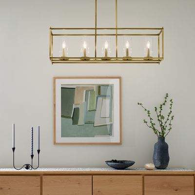 Crosby Chandelier Linear 5-Light Clear Glass Size:10" W x 13.5" H x 41.5" L Model:43995NBR