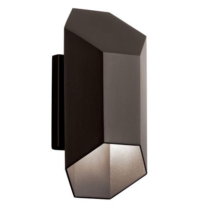 Estella Outdoor Wall Light 1-Light Clear Satin Etched Glass Metal Hexagon Shade Size:6" W x 12" H x 4.25" D Model:49607AZTLED