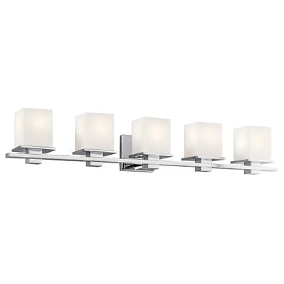 Tully Vanity Light 5-Light Satin Etched Cased Opal Glass Size:40.25" W x 6.5" H x 6.75" D Model:45193BK