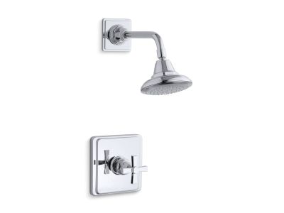 KOHLER | K-TS13134-3A | Pinstripe Pure Rite-Temp shower valve trim with cross handle and 2.5 gpm showerhead