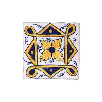 Ceramic - Hand made tiles - set of 3 pcs - old cotto- decorated PT/24
