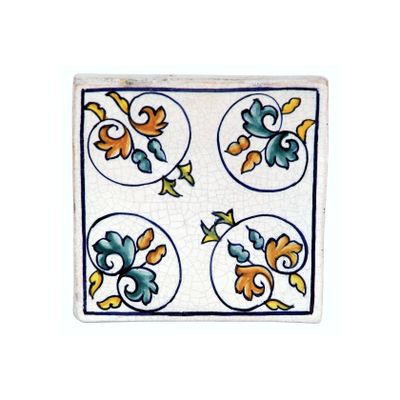 Ceramic-Hand made tiles - set of 3 pcs - old cotto- decorated - PT/11