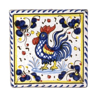 Ceramic-Hand made tiles - set of 3 pcs - old cotto - decorated PT/35