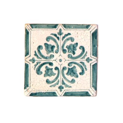 Hand made cotto tiles - set of 4 pcs - decorated -old cotto - PT/50V