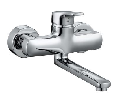 CITYPRO - Wall-mounted basin mixer, fittings distance 134-166 mm, projection 117 mm, swivel spout, with fittings