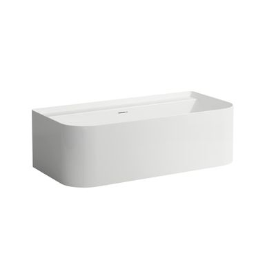 SONAR - Bathtub, made of Sentec solid surface, with wall connection, tap bank and integrated overflow