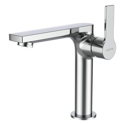 SWISSTAP - Basin mixer with side lever, projection 135 mm, fixed spout, Eco+ function, without pop-up waste, PVD titanium black matt