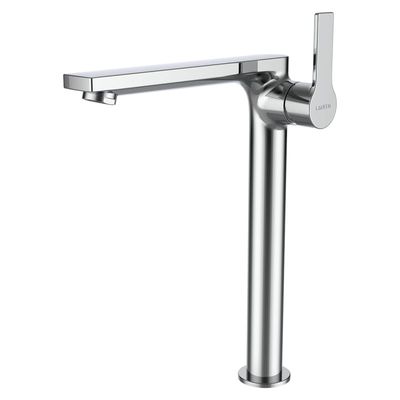 SWISSTAP - Column basin mixer with side lever, projection 180 mm, fixed spout, Eco+ function, without pop-up waste, PVD titanium black matt