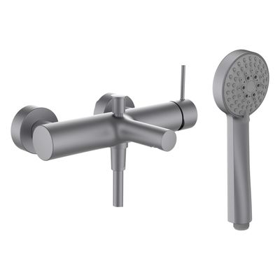 TWINPLUS SLIM - Bath mixer, fittings distance 134-166 mm, projection 179 mm, with fittings, with synthetic flexible hose 1600 mm, with handspray Stella 80 3F