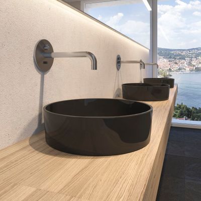 TWINTRONIC - Concealed electronic basin faucet for cold or mixed water with IR sensors, projection 175 mm, fixed spout, with battery 6V, without Bluetooth adapter, PVD inox look