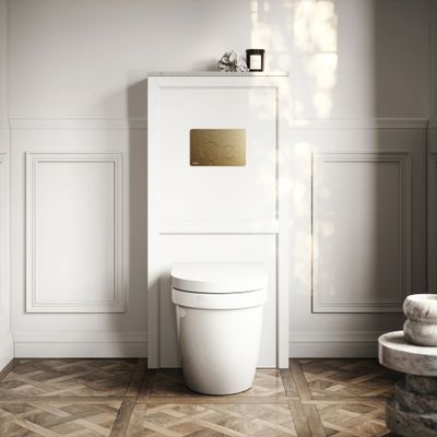 Berkeley Traditional Back to Wall Rimless Toilet with Concealed Cistern, Matte White Claridge Housing and Round Flush Plate