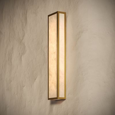 Luceva Alabaster IP44 LED Wall Sconce Light Brushed Gold 450mm