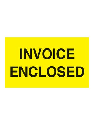 "Invoice Enclosed" Neon Yellow Receiving Labels, 3" x 5", 500 Labels/Roll | Maco