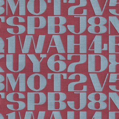 Alphabet Twill By Alexander Girard 1952 006 Light Turquoise On Dark Crimson
