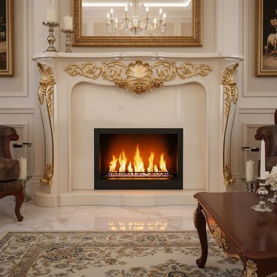 Hand-carved fireplace mantel surround • MARZORATI