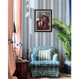 BERBER STRIPES Blue Wallpaper