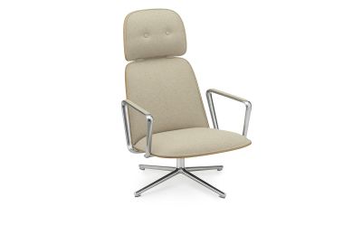 Pad Lounge Chair High Swivel Alu Oak/Ultra Leather