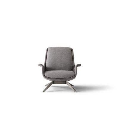 GN8070 - Armchair upholstered in leather, with base in steel