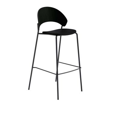 Dosina barstool - 75 cm - Black oak w. black leather upholster