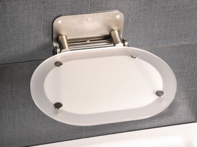 Chrome Shower Seat, clear/stainless steel