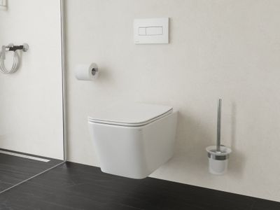 Classic II/Natural RimOff Toilet Set, Wall-Mounted, white