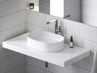 CR II 015.02CR Deck-Mounted Washbasin Tap, 300 mm, without Pop-Up Waste, chrome