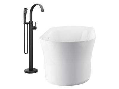 FM 080.20BLM.RB07A Floor-Mounted Bathtub Tap, with Set (for R-Box), matt black