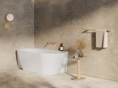 Freedom Corner II Tec Bathtub 175x86 L, matt white/white, Drain Cover: white/black/chrome