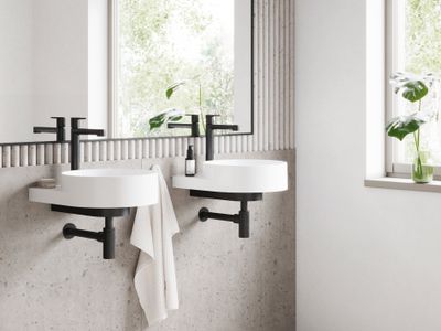 PU 015.20BLM Washbasin Tap, without Pop-Up Waste, 322 mm, matt black