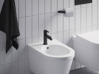 PU 055.20BLM Bidet Tap with ClickClack Waste, 151 mm, matt black