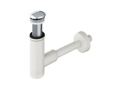 Washbasin Waste Trap with Fixed Outlet, chrome