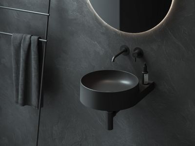 Yard 40 Washbasin, ceramic, without Hole, matt black, with Bracket, black
