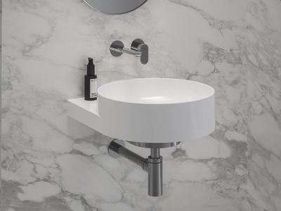 Yard 40 Washbasin, ceramic, without Hole, white, with Bracket, stainless steel
