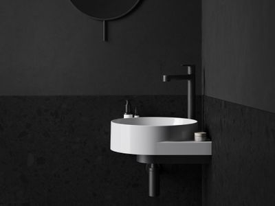 Yard 45 C Washbasin, ceramic, white, with Bracket, black