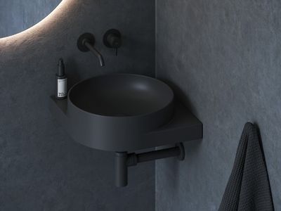 Yard 45 C Washbasin, ceramic, without Hole, matt black
