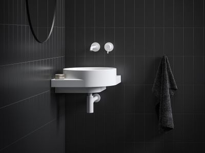 Yard 45 C Washbasin, ceramic, without Hole, white, with Bracket, white