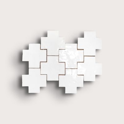 Bright White 4x4 Cross Zellige Tile