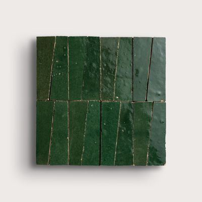 Emerald Green 1x4 Trapezoid Mosaic Zellige Tile