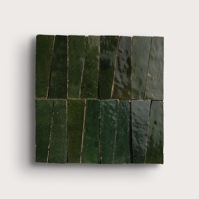 Forest Green 1x4 Trapezoid Mosaic Zellige Tile