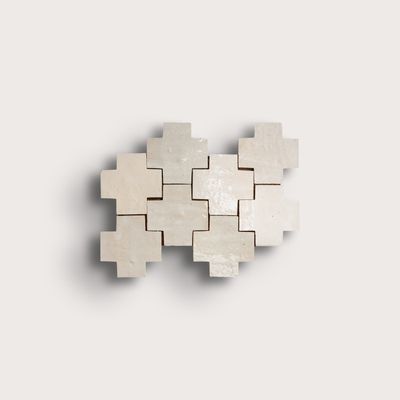 Natural White 4x4 Cross Zellige Tile