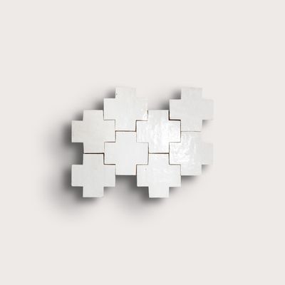 Snow White 4x4 Cross Zellige Tile